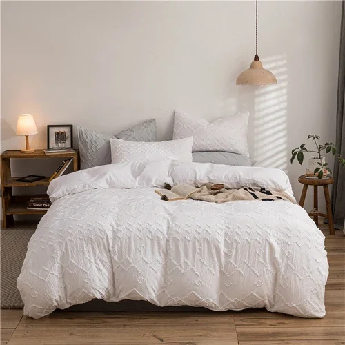 Juegos de edredones de cama con estampado de algodón para niños, ropa de cama barata, funda nórdica estética, ropa de cama de lujo con cuadros acanalados y geométricos, ropa de cama nueva