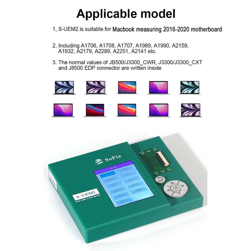 NOVECEL S-UEM2 Tester For MacBook Mac Logic Board USBC & EDP Meter Connector Screen Test Box Suitable for Macbook 2016-2020