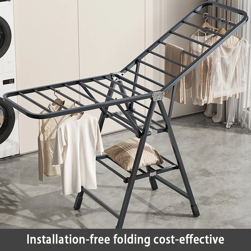 Home Indoor Folding Vertical Vlothes Drying Rack Veranda Steel Clothes Wheels Dryer Removable Quilt Tower Shelf Laundry Holder 2