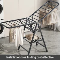 Home Indoor Folding Vertical Vlothes Drying Rack Veranda Steel Clothes Wheels Dryer Removable Quilt Tower Shelf Laundry Holder 2