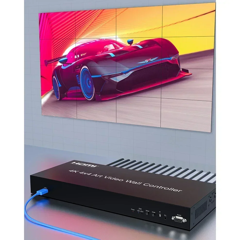 4K 4x4 HDMI 비디오 월 컨트롤러 90 ° 180 ° 회전식 아트 스플라이싱 2 3 4 6 8 9 16 TV 스플라이서 3x3 2x2 1x3 1x4 수직 화면 스플라이서