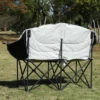 Double Seat Collapsible Chair with Cup Holder Foldable Design Strong Load-bearing Waterproof Fabric Oversized Loveseat Camping 4