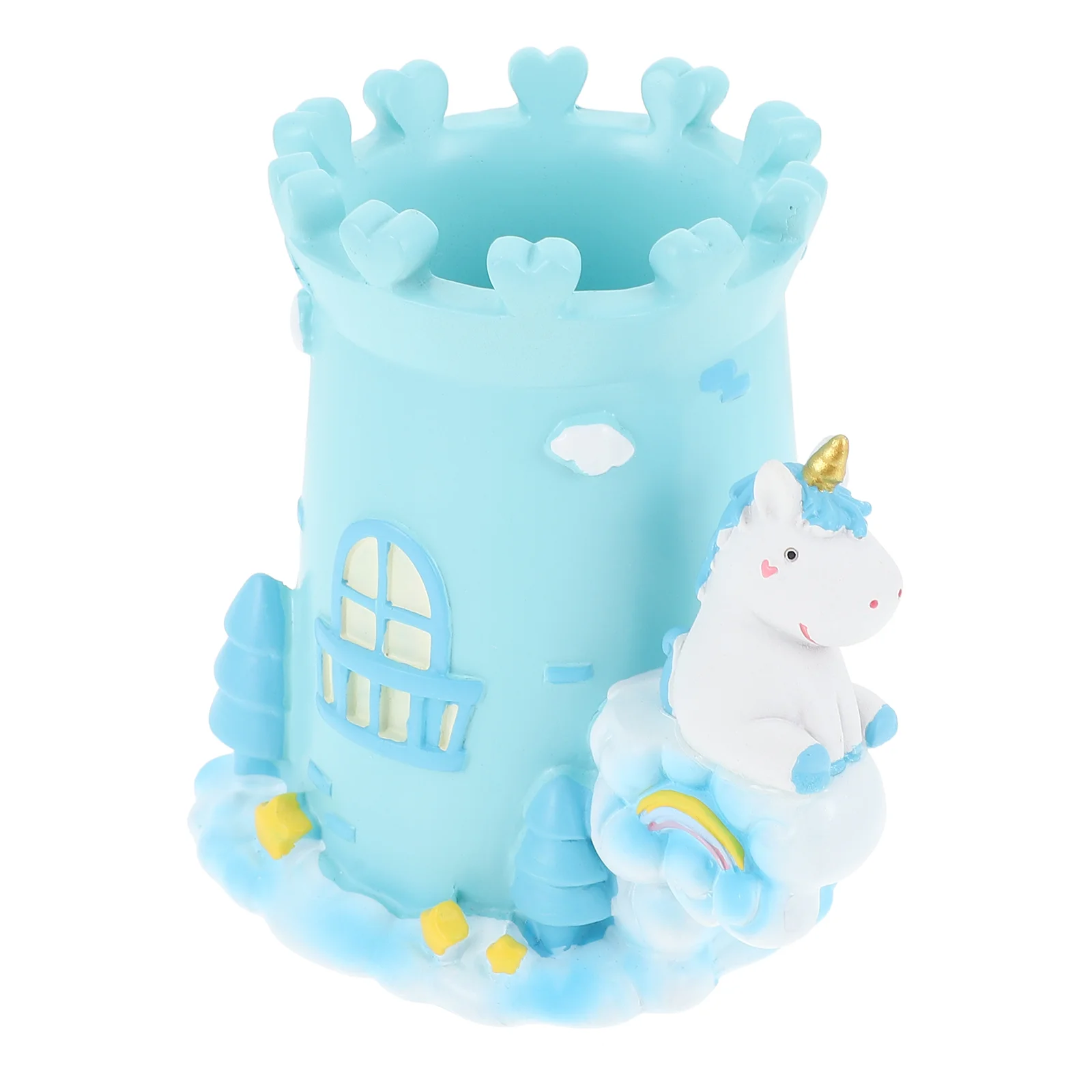 Unicorn Ornaments Desktop Decor Stationery Container Girl Heart Office Pen Pot Resin Storage Basket