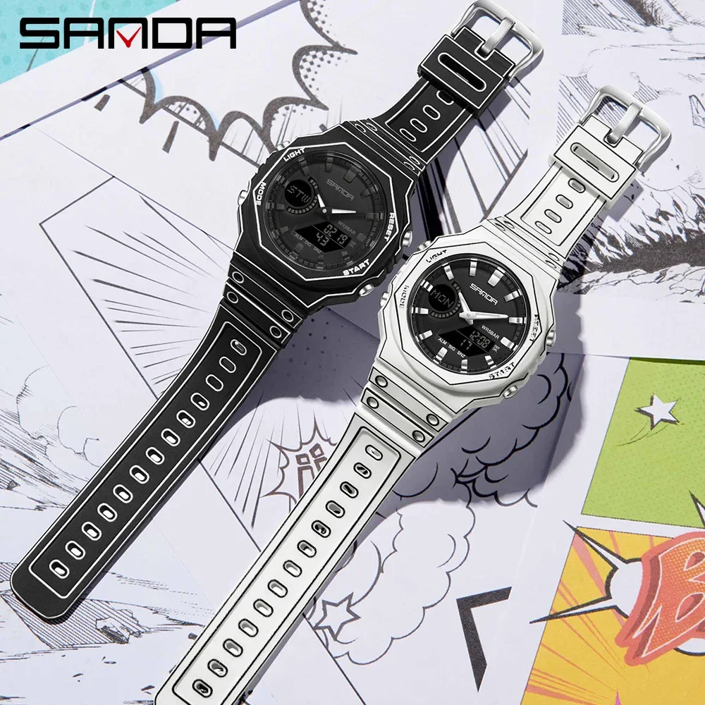 Dual Display Luminous Wristwatch with Stopwatch and Alarm