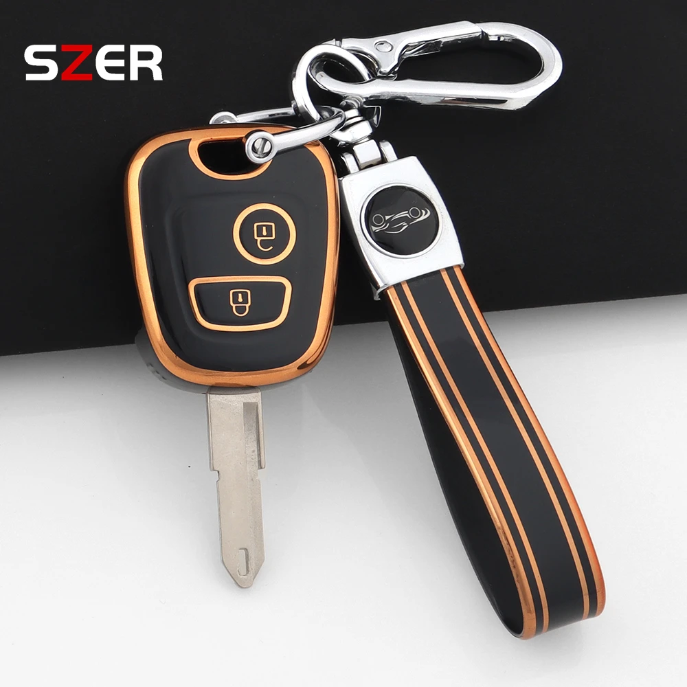 Key Case Key Case 2 Button TPU Car Smart Key Cover Protected Keychain Fob For Peugeot 107 206 207 307 For Citroen C1 C2 C3 C4 Toyota Aygo