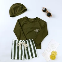 Maillot de bain à manches longues et chapeau pour enfants, pantalon de plage, vêtements de vacances pour garçons, ensembles de mode pour tout-petits, surf, natation trempée, été, 1-7T 5