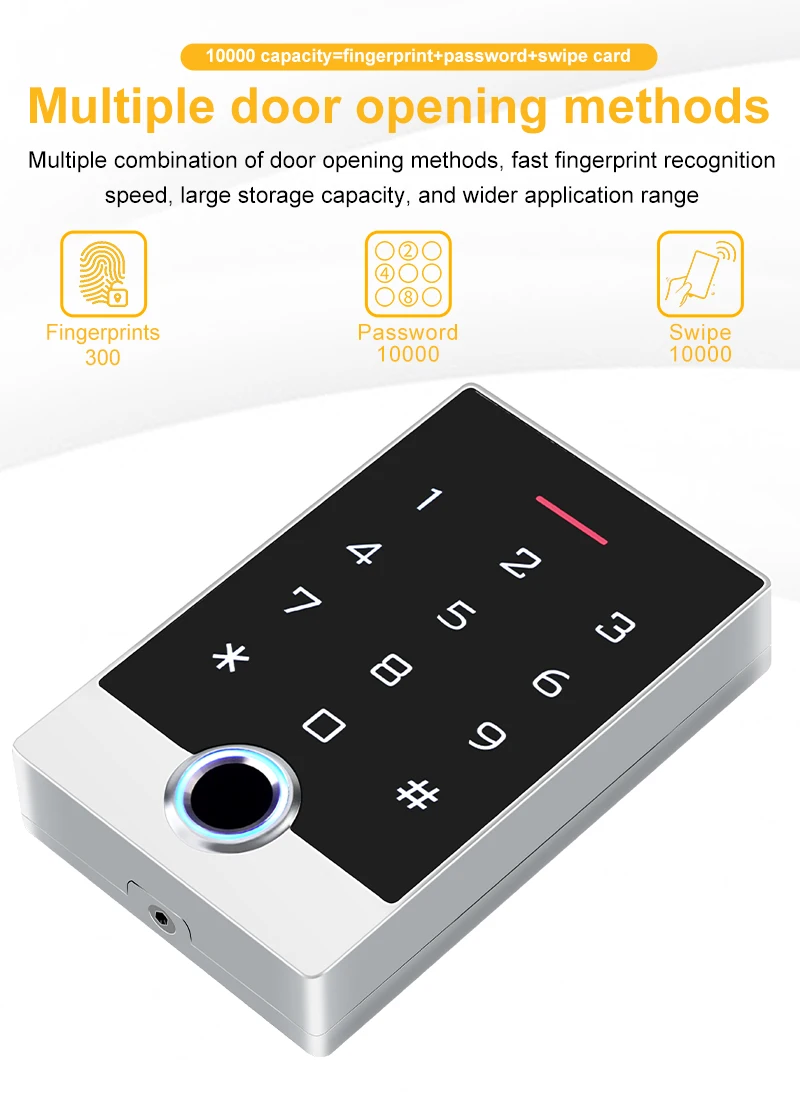 Keypad com Digicode, Código Temporário, IC Card,