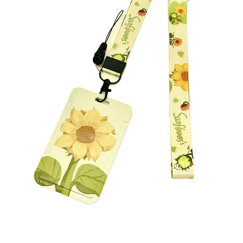 Lanyard Kartenhalter Blumen Ausweis Namensschild Niedlicher Bus Pass Zugangskartenhülle Umhängeband Ausweishalter Porte Carte Abzeichen – Detail 3