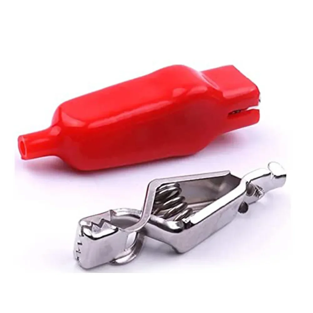 20A Sheathed Clips Nickel Plated Electrical DIY Multimeter Test Leads Double-Ended Crocodile Battery Connectors 2Pcs