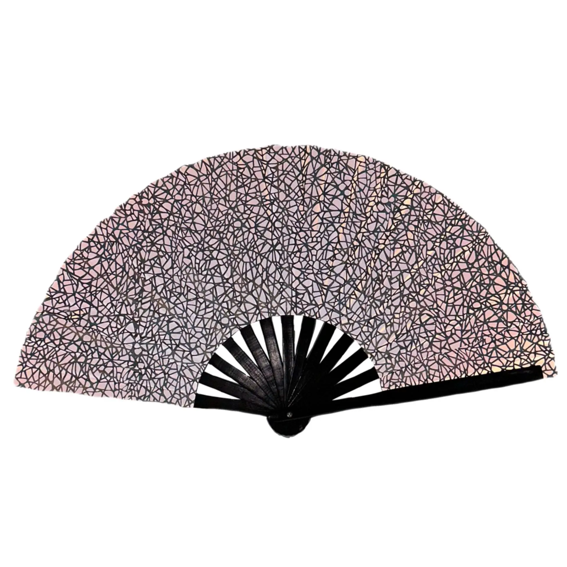 Foldable Bamboo Fan 33cm Lightweight Holding Laser Colors Hand Fan Portable PVC Clack Clapping Fans for Line Dancing
