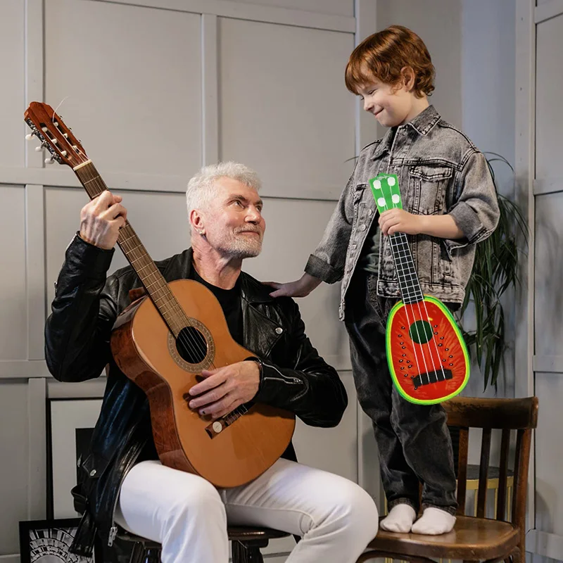 Plastic Ukulele Mini Simulation Fruit Style Stringed Instruments Beginners Children Toys Lovely Cartoon Enlightenment Puzzle TMZ ukulele set