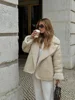 Chic Single Breasted Lapel Fleece Leather Jacket Women Long Sleeved With Pocket Warm Coat 2024 New Autumn Winter Thick Outerwear 3