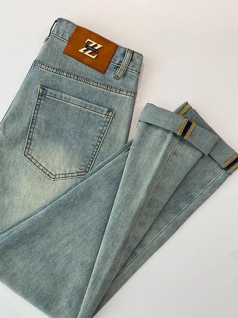 High-end affordable luxury jeans men's summer thin slim fit skinny - Main Image