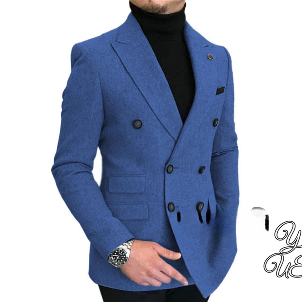 Description Picture 5 of itemDouble Breasted Flip Collar Suit, Men's Slim Fit Jacket, Men's Casual and Fashionable Versatile Suit Top