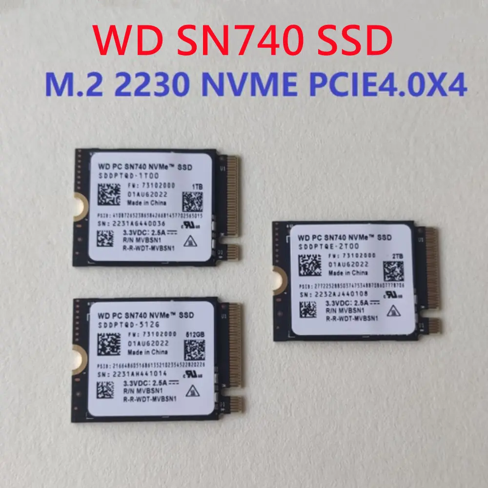 Western Digital WD SN740 2TB 1TB 512GB M.2 SSD 2230 NVMe PCIe Gen 4x4 SSD  for Microsoft Surface ProX Surface Laptop 3 Steam Deck