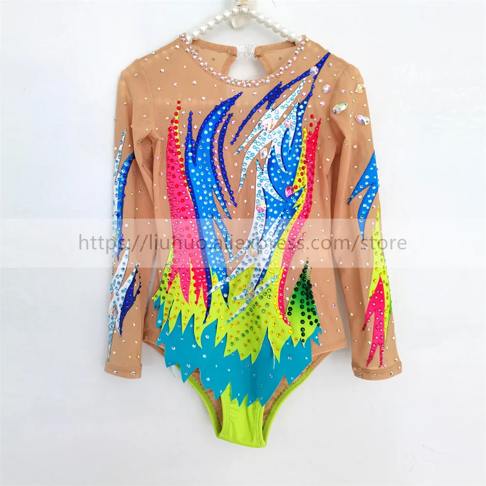 

LIUHUO Customize Women Girl Costume Performance Rhythmic Gymnastics Child Leotards Competition Teens Skating Dress Multicolour