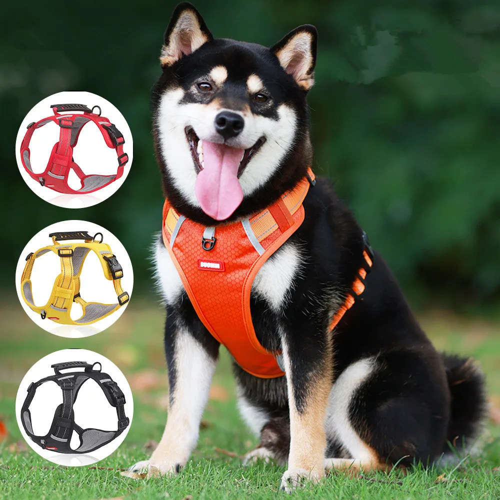 

No Pull Large Dog Harness Adjustable Medium Dog Harnesses Reflective Summer Big Dogs Vest Husky Golden Retriever Pet Accessories