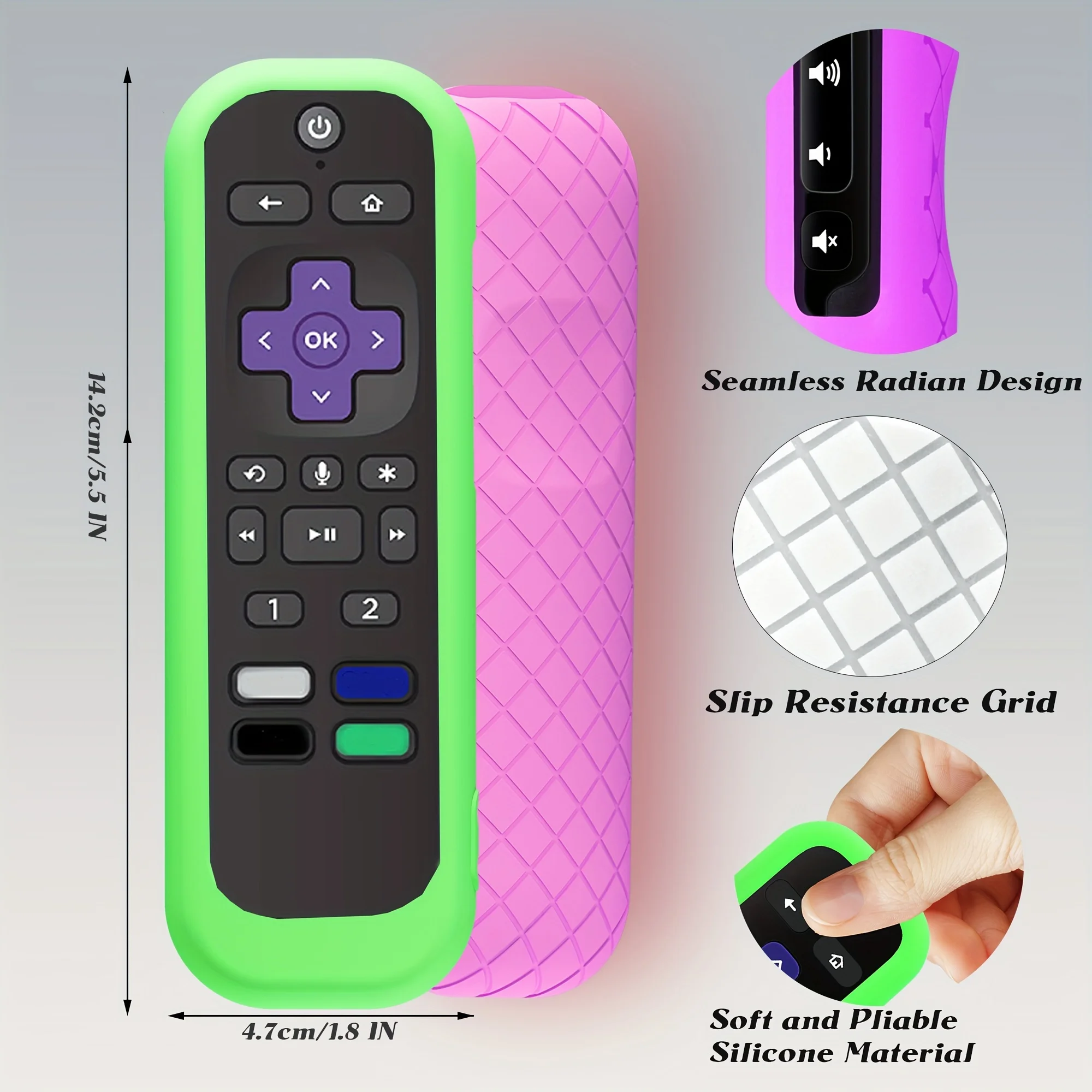 1PC Glow In The Dark Silicone Universal Remote Control Covers TCL Hisense Roku TVs Streaming Sticks 4K Compatible