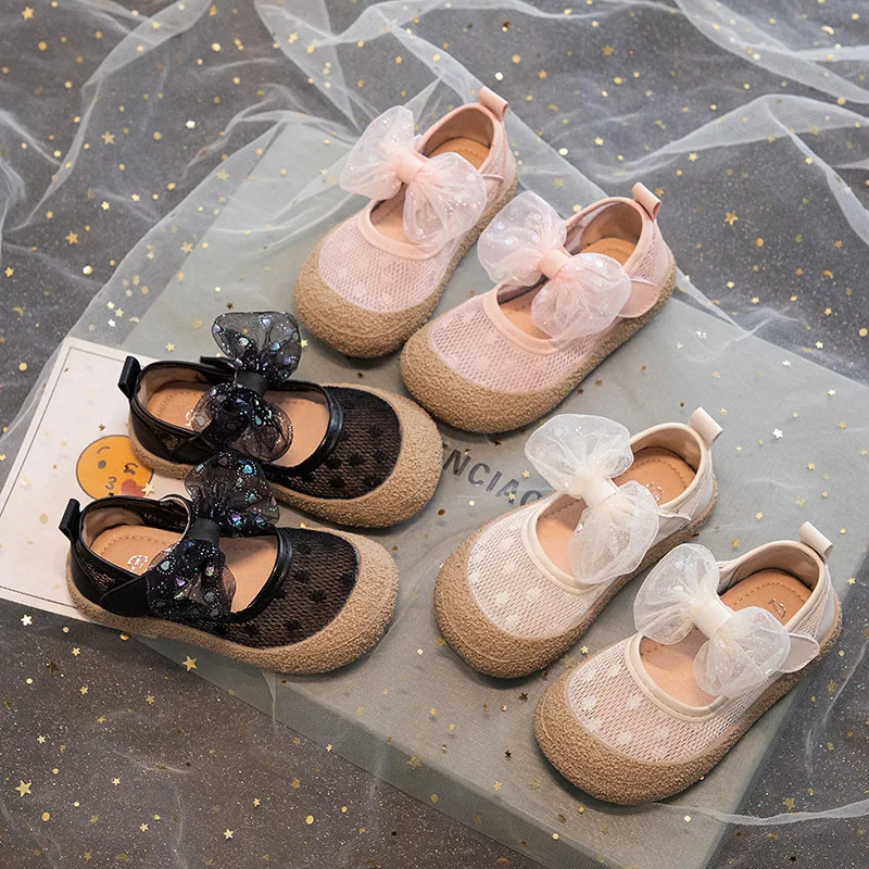 

Westernized Children's Princess Shoes Girls' Casual Shoes Spring/Autumn 2023 Baby Net Shoes Soft Sole Kindergarten Walking Shoes