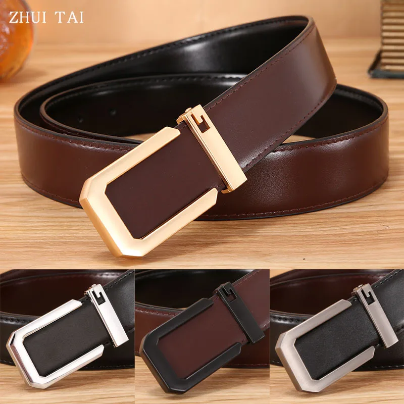 

Роскошный мужской ремень из натуральной кожи с гладкой пряжкой