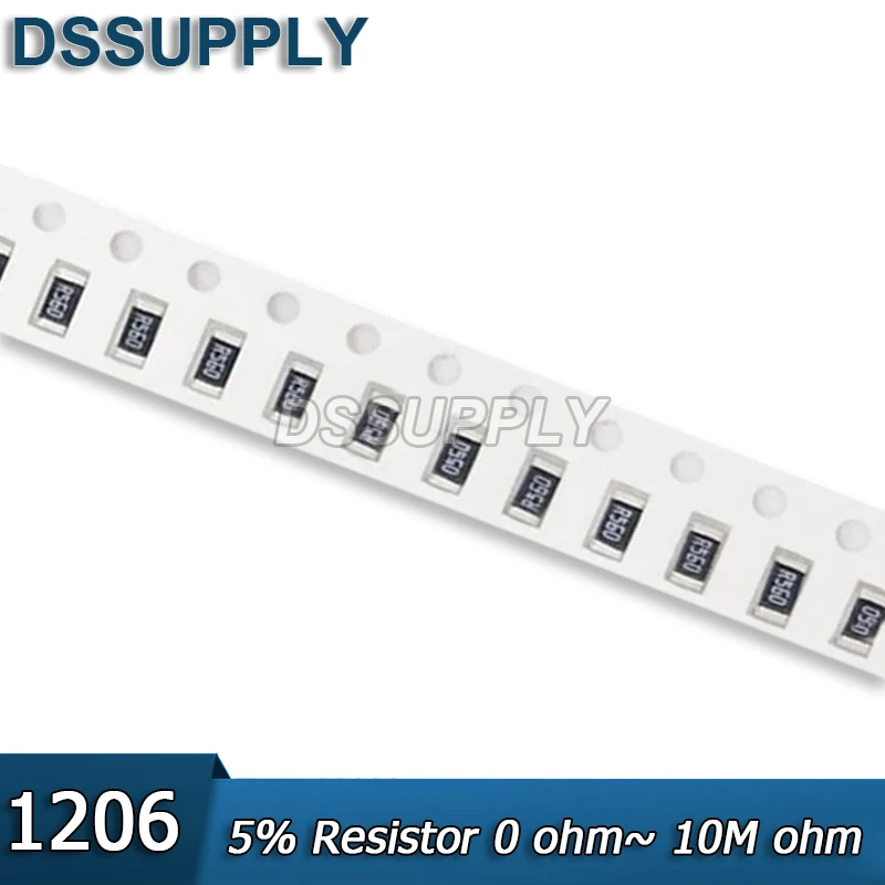 

100Pcs 1206 SMD Resistor 5% 0R ~ 10M 1/2W 1K 2.2K 10K 100K 0 1 10 100 150 220 330 Ohm 0R 1R 10R 100R 150R 220R 330R