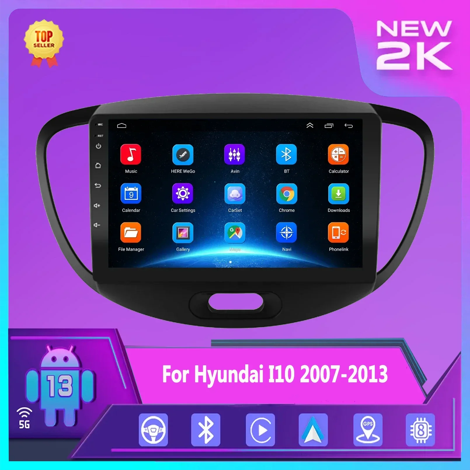 

Автомагнитола на Android, мультимедийный проигрыватель для Hyundai I10 2007, 2008, 2009, 2010-2013, стерео, мультимедийный плеер, 4G, GPS-навигация, 2din Carplay