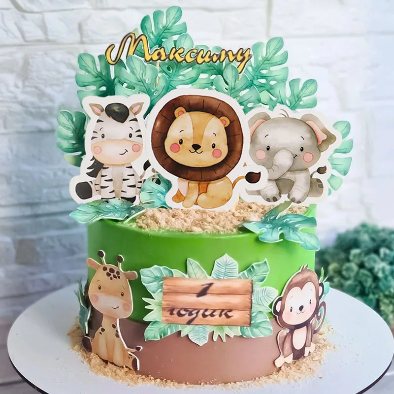 Dżungla Safari dekoracje urodzinowe jednorazowe zastawy stołowe zwierząt leśnych Baby Shower Boy 1 2 3 4 5 materiały urodzinowe