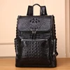 Men's real Leather Business Travel Backpack Genuine leather Crocodile Pattern Men's Backpack Large Capacity cowhide laptop bag 1