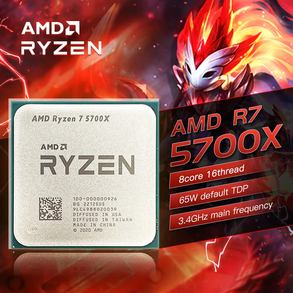 New AMD Ryzen 7 5700X R7 5700X With Box 3.4 GHz 8-Core 16-Thread CPU 7NM  Socket AM4 PCIe 4.0 X16 Without Fan Support Gaming