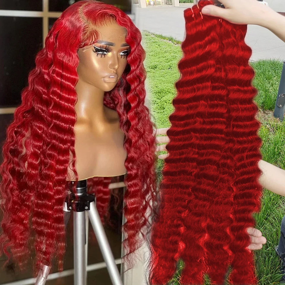 BINF Hair Hot Red Color Loose Deep Wave Bundles Human Hair Colorful Fashion Trends Loose Body Wave Virgin Human Bundles