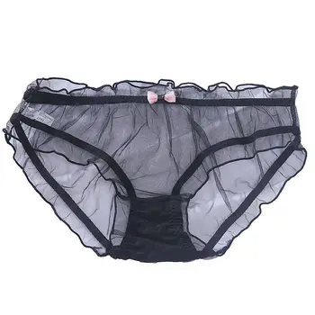 Mutandine da Donna Sexy in Pizzo e Rete, Slip Estivi Sottili con Fiocco, Vita Media Senza Cuciture, Lingerie Femminile