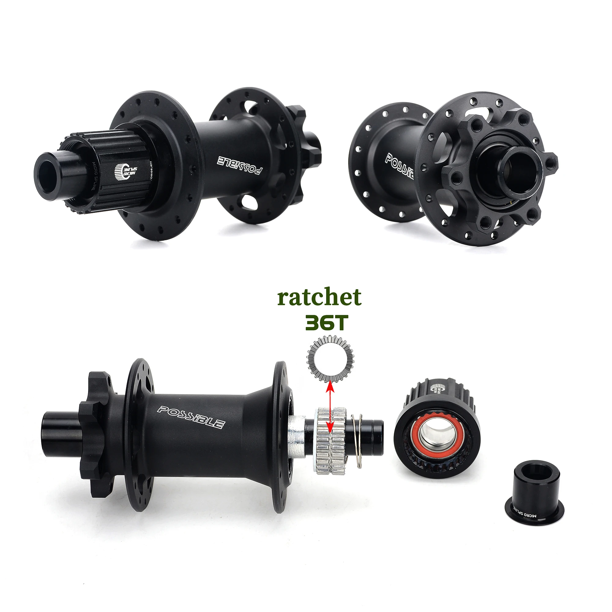 POSSIBLE M350 Bicycle Hub 28/32 Hole 6-Bolt Disc Brake Mountain