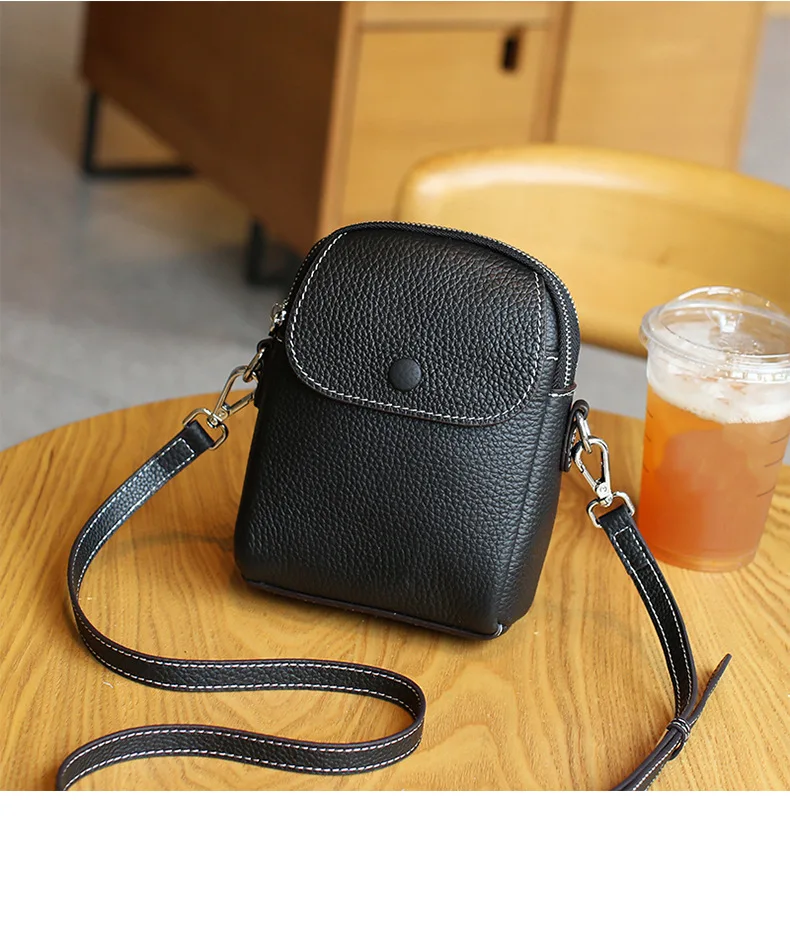 2023 Summer New Women's Real Cowhide Phone Bag Fashionable Versatile Shoulder Crossbody Bag Lady Casual Purse Genuine Leather