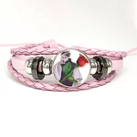 Hot Anime Jujutsu Kaisen Choso Suguru Geto Gojo Sukuna Pink Leather Bracelet Glass Cabochon Button Multilayer Bangles Wristband 1