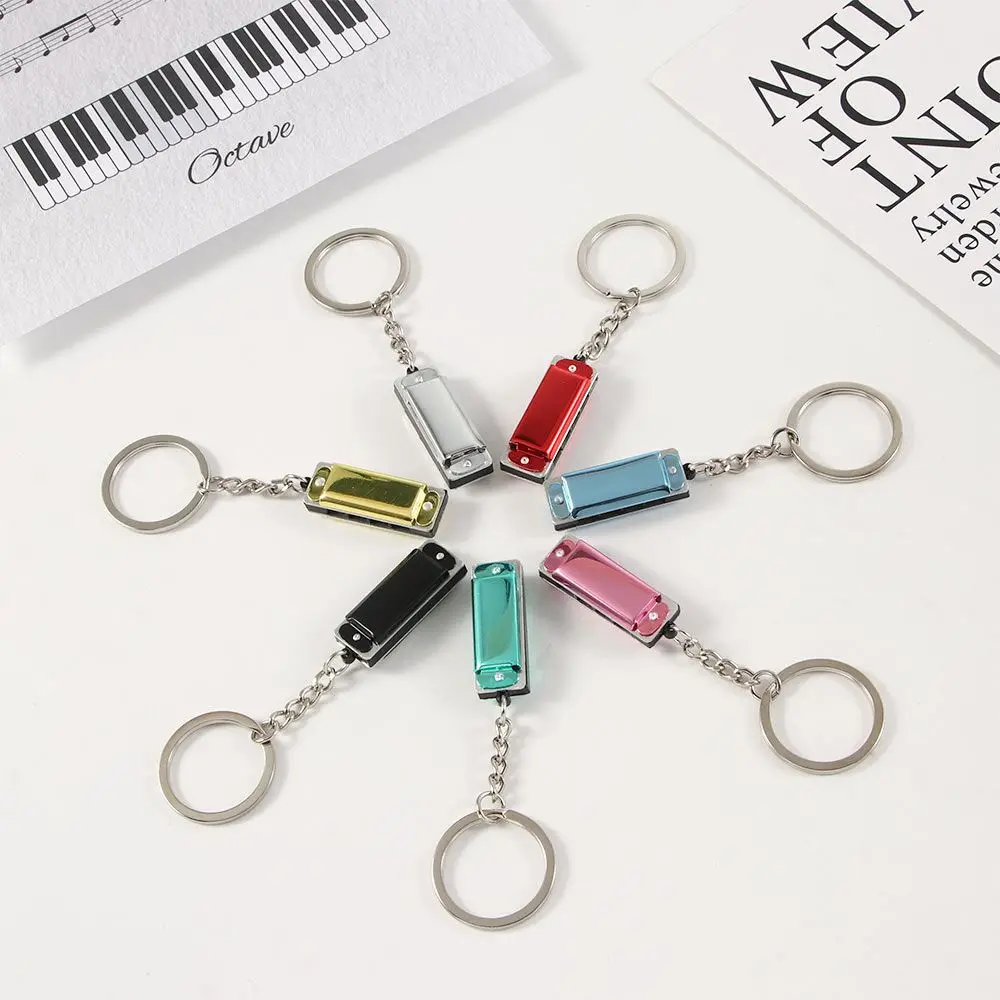 Keychain Harmonic Harmonica Mini 8 Tone 4 Holes Harmonica Keychain Key