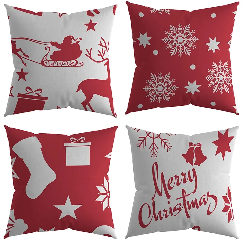 

Christmas Pillow Case40x40 Office Decor Snowflake Pattern Cover Sofa Text Gift Coushion Covers New Year Household Items F1782