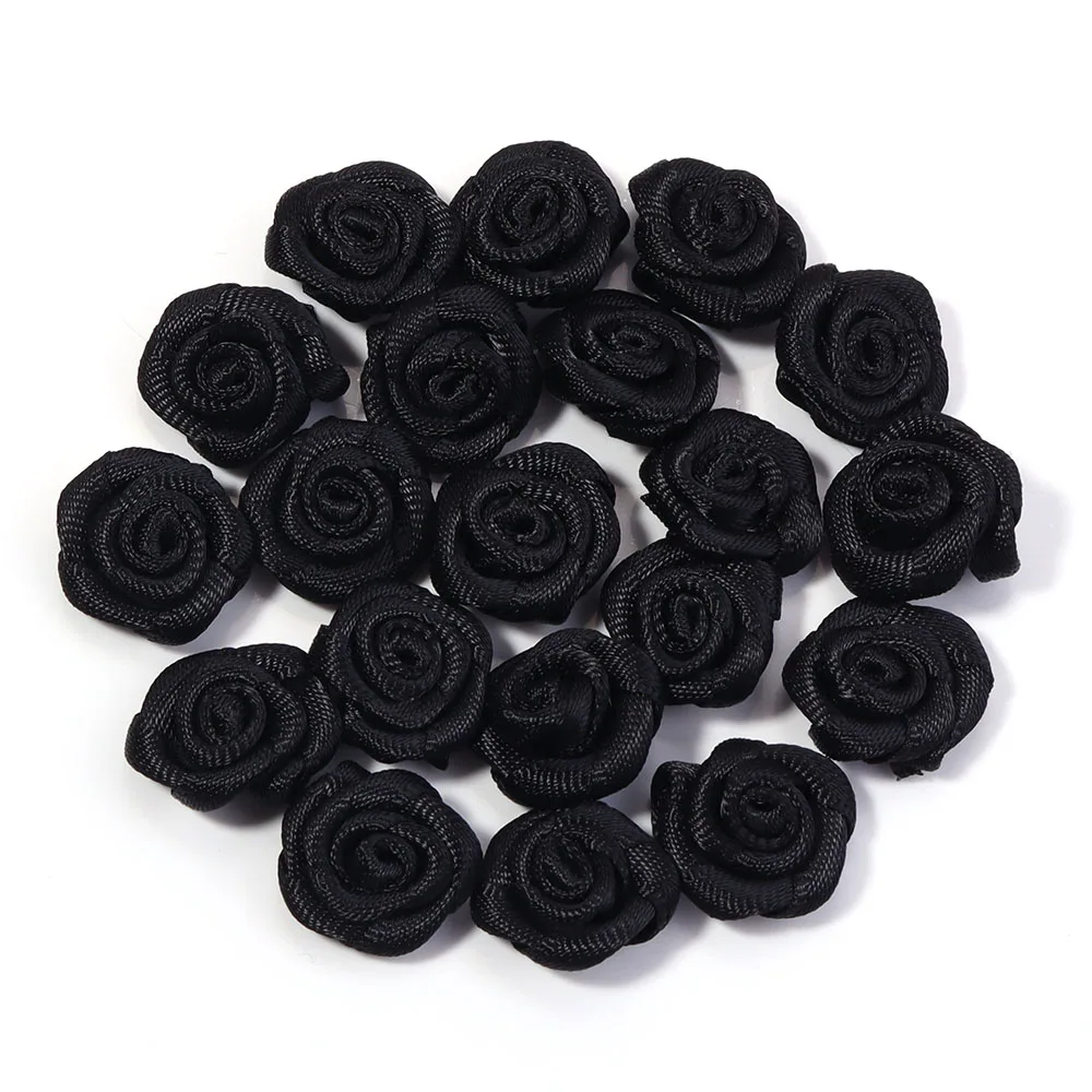Set of 20 Mini Pink Satin Ribbon Roses for Craft and Party Decoration