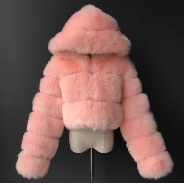 2023 NEW Women Fox Fur Coat Thick Warm High Quality Full Sleeves New Natural Fur Fashion Hooded Short Jacket