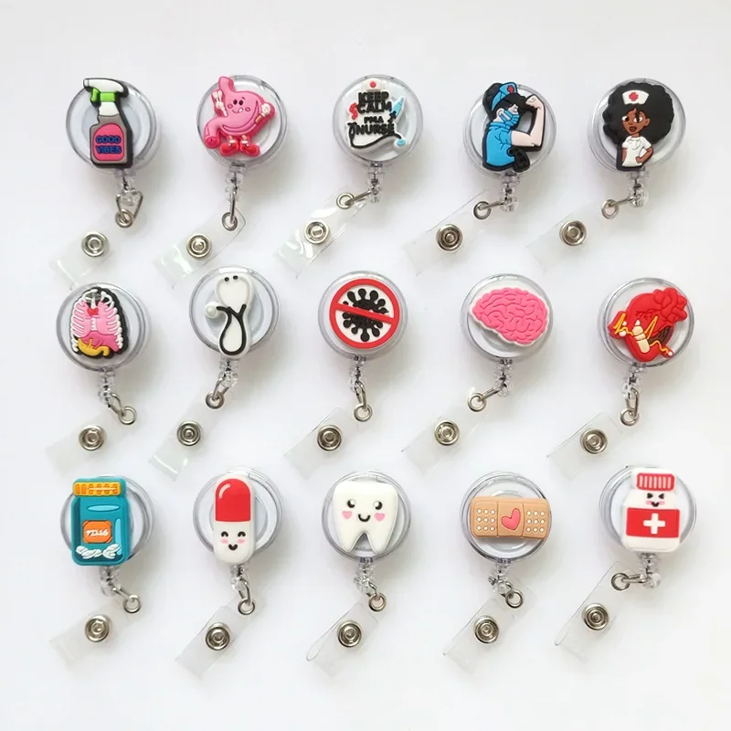 

Retractable Cartoon Badge Reel Nurse Doctor ID Card Badge Holder Anti-Lost Clip Key Ring Lanyards Hospital Office Supply