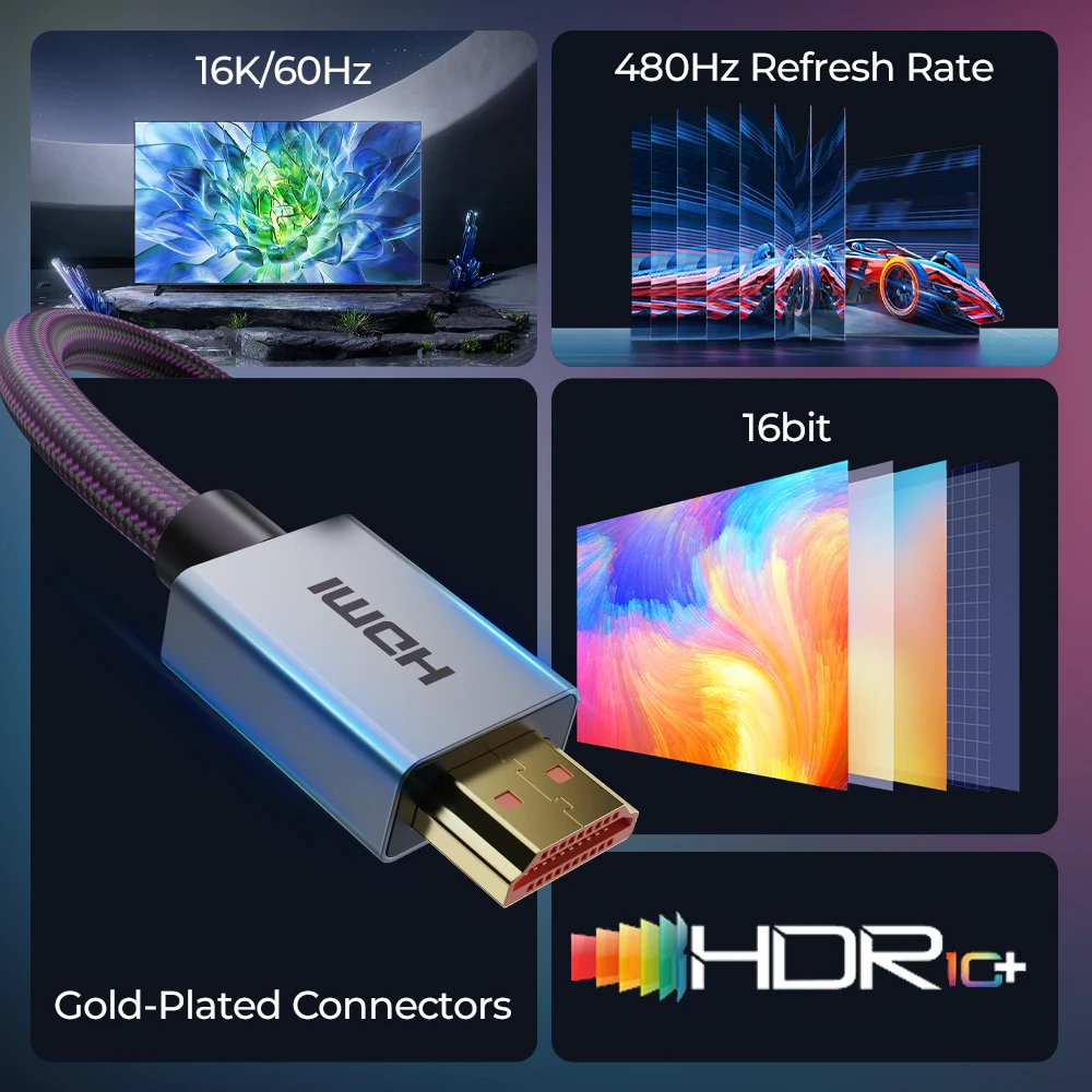 Ultra High-Speed 16K HDMI Cable with Dynamic HDR and eARC Support