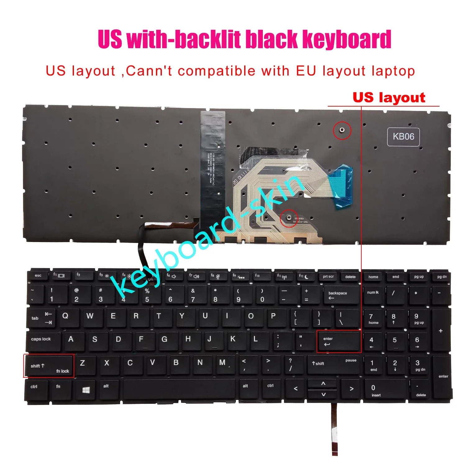 

New US keyboard without-frame with-backlit for HP ProBook 450 G6,450 G7,455 G6,455 G7,455R G6 G7 series laptop