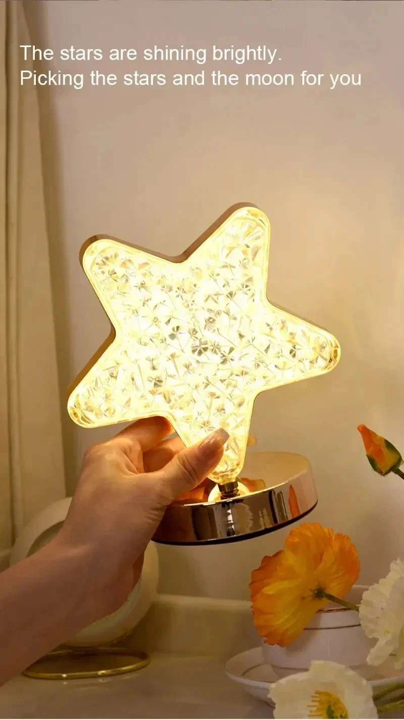 Description Picture 3 of itemCreative Star Moon Bedside Lamp Touch Desk Lamp Room Decoration LED Atmosphere Lamp 5V USB Power Supply Minimalist Bedside Lamp
