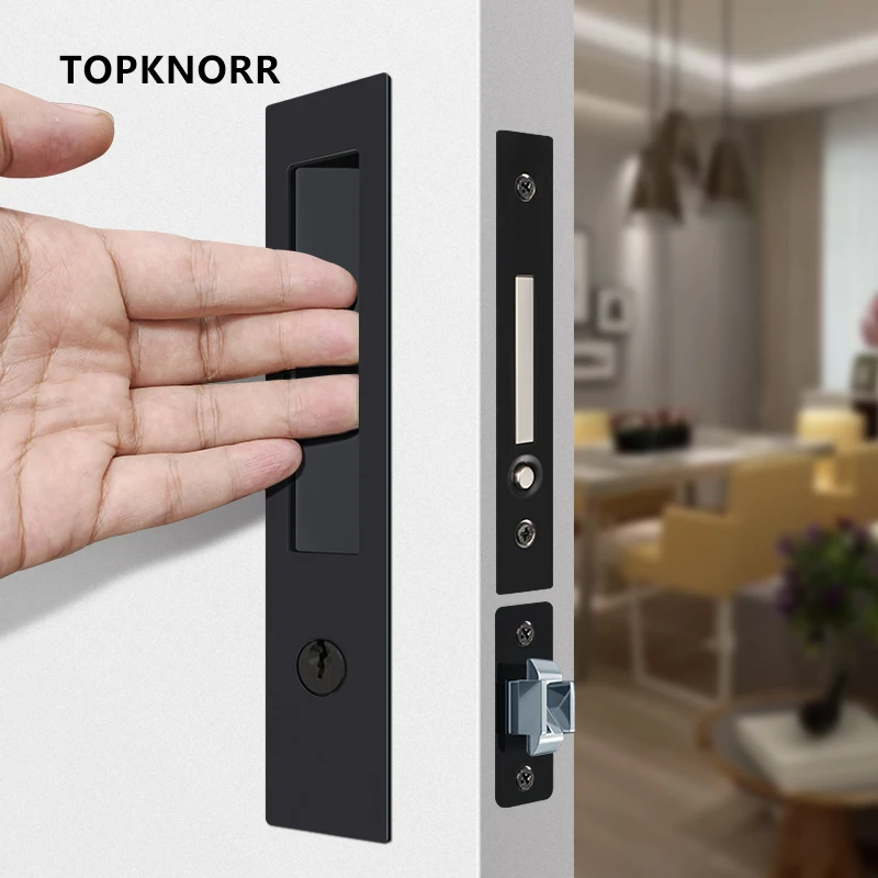 Pocket Door Handle Lock Built-in Shift Lock Sliding Kitchen Invisible Bounce Hook door handle lock