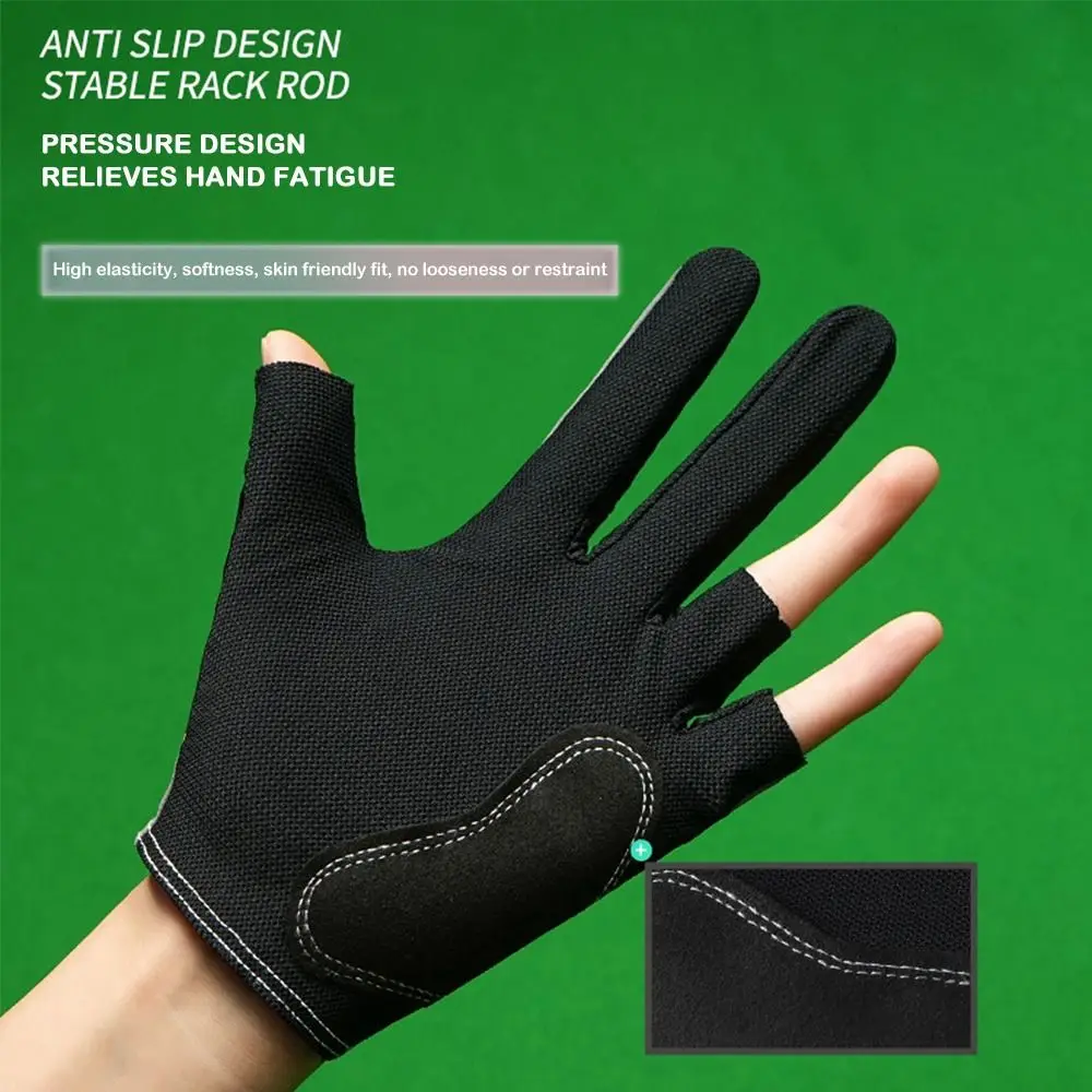 1pc Man Billiards Gloves Pool Gloves 3 Fingers Show for  Left Hand Anti-slip Breathable Snooker Gloves Billiards Accessories