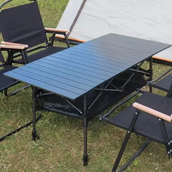 Tavolo pieghevole da esterno facile da installare scrivania da campeggio tavoli da Picnic leggeri in lega di alluminio scrivanie lunghe per involtini di uova di stoccaggio portatile 1