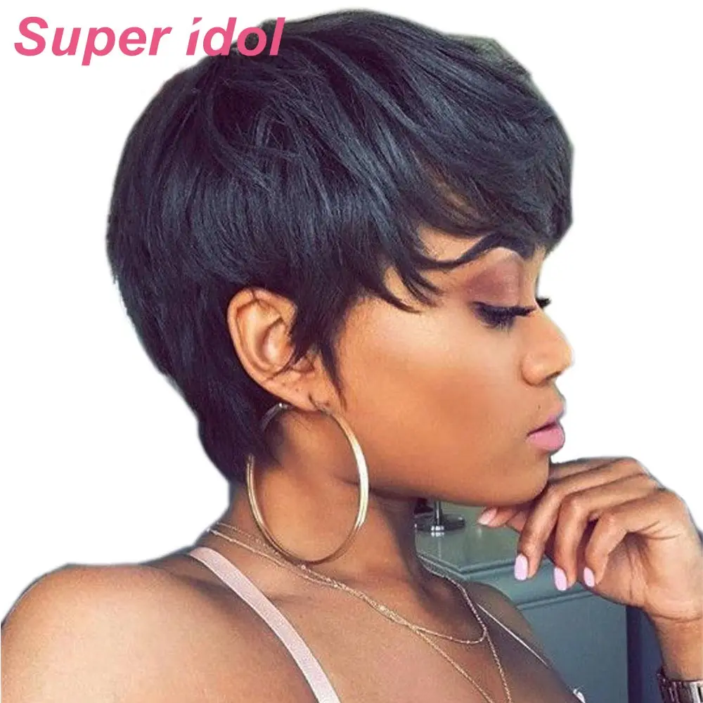 

Pixie Cut Short Wig Brazilian Straight Human Hair Wigs For Black Women Cheap Human Hair Wig Full Machine Glueless Afro Curly Wig