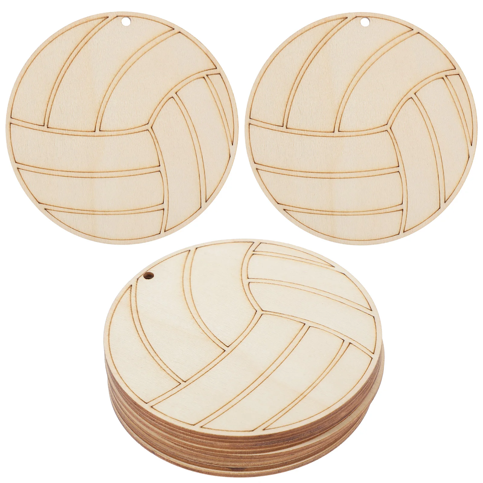 

10 Pcs Volleyball Cutouts Wood Embellishments Wooden Volleyballs Chips Graffiti DIY Slices Unfinished Child