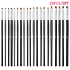 20PCS/SET Nail Art Brush Tilted Head Acrylic Nail Brush for UV Gel Paiting Drawing Liner Pen Manicure Tips Nail Brush Set 1