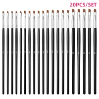 20PCS/SET Nail Art Brush Tilted Head Acrylic Nail Brush for UV Gel Paiting Drawing Liner Pen Manicure Tips Nail Brush Set 1