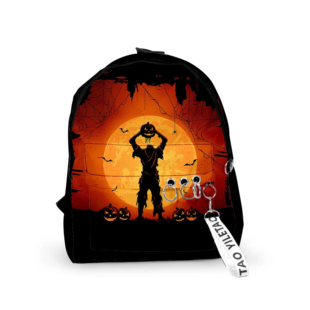 Popular Happy Halloween Backpacks Boys/Girls pupil School Bags 3D Print Keychains Oxford Waterproof Cute Small Backpacks